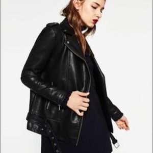 Zara Leather Effect Biker Jacket